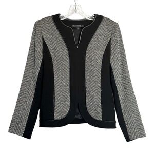 Lafayette 148 Silver & Black Stretch Knit Full Zip Jacket Size 6